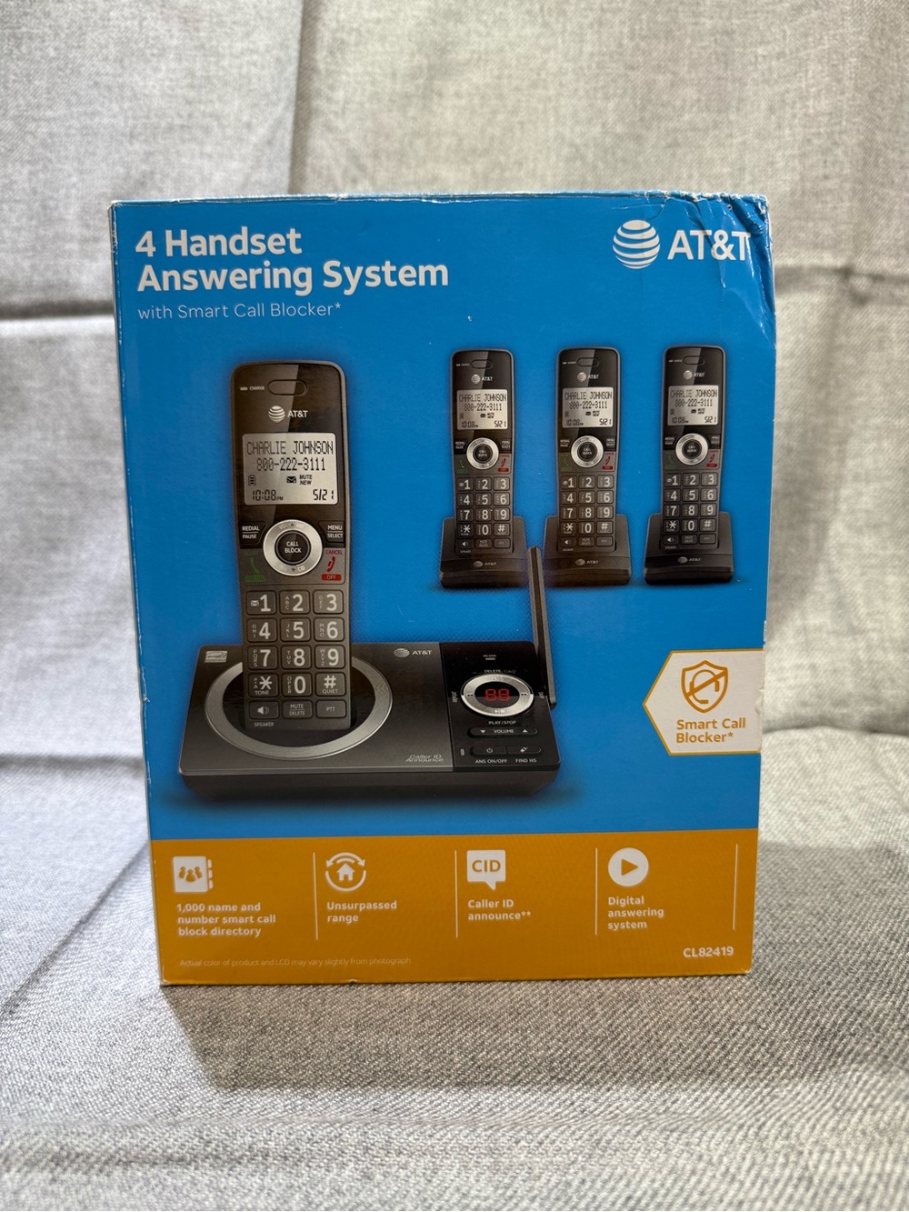 AT&T CL82419 4 Handset Cordless Phone System Call Blocker Answering Machine